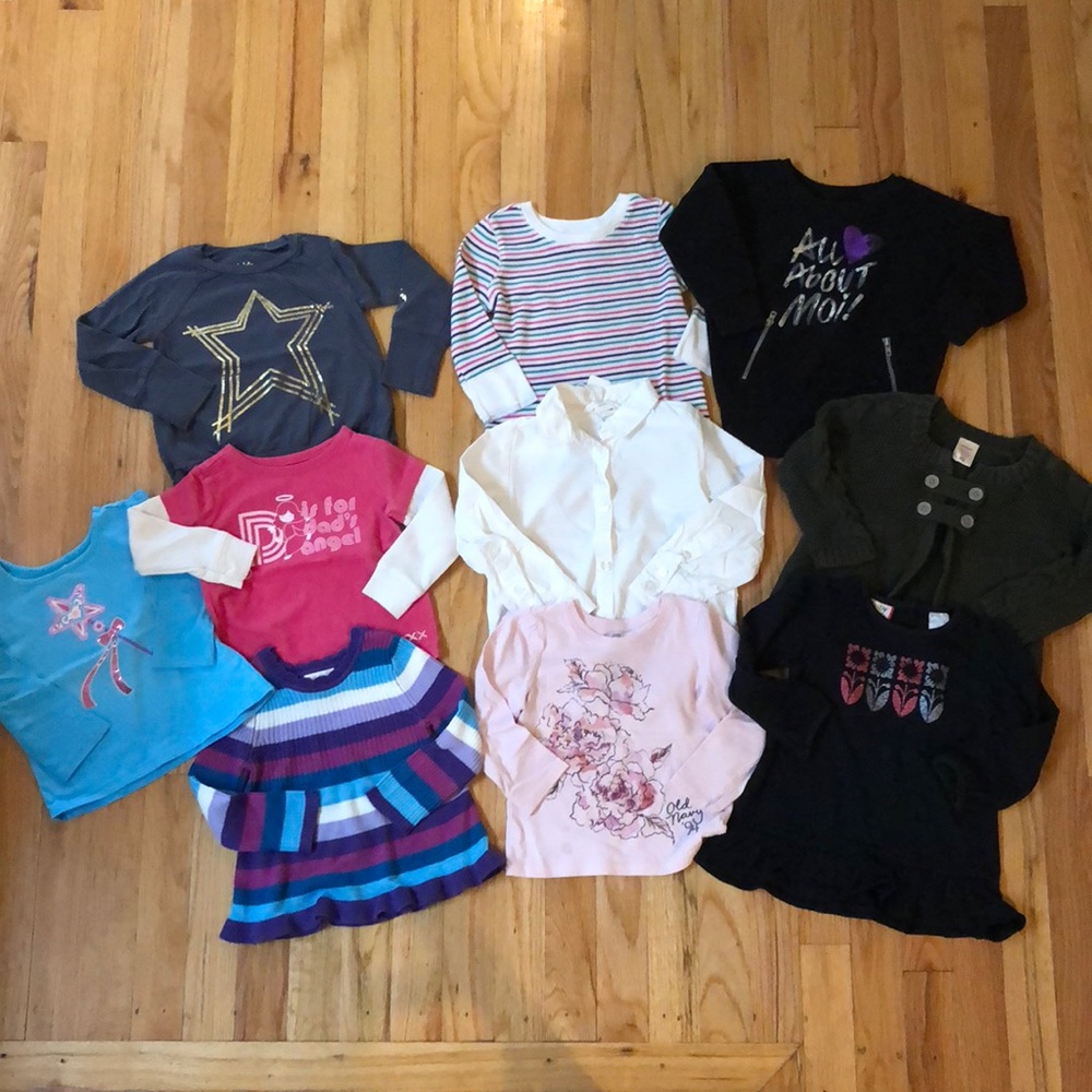 Lot of 10 baby girl long sleeve shirts, size 18 mo